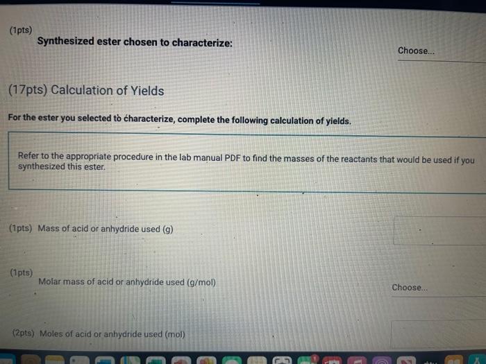 Solved will produ Report Table E.1: Synthesis of Esters | Chegg.com