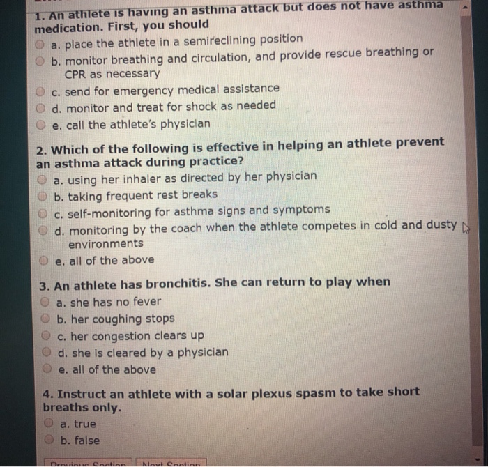 Solved 1. An athlete is having an asthma attack but does not