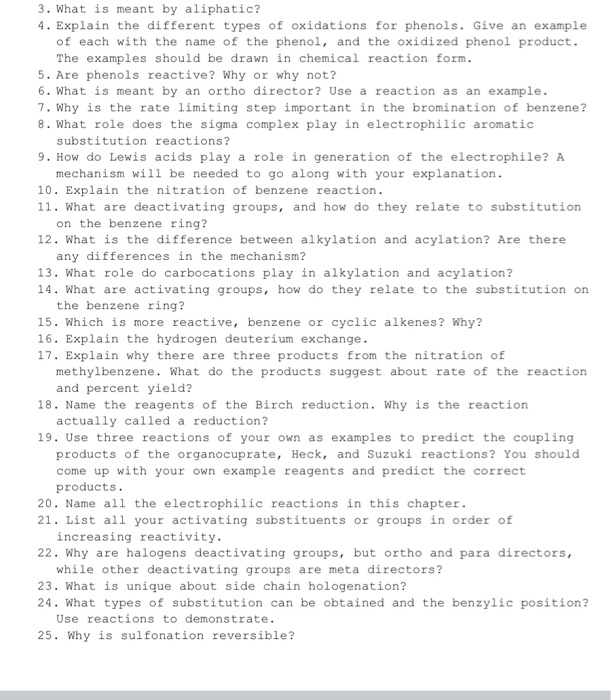 Solved 3. What is meant by aliphatic? 4. Explain the