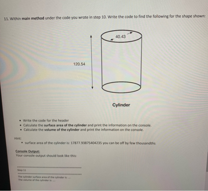 Solved 11. Within main method under the code you wrote in | Chegg.com