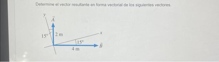 Determine el vector resultante en forma vectorial de los siguientes vectores.