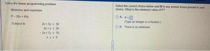 Solved Solve the linear programming problem. Minimize and | Chegg.com