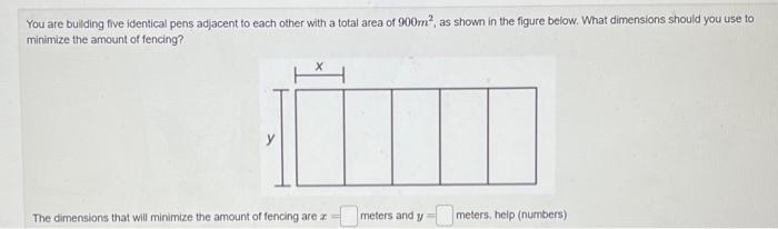 Solved You are buliding five identical pens adjacent to each | Chegg.com