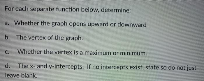 Solved For each separate function below, determine: a. | Chegg.com