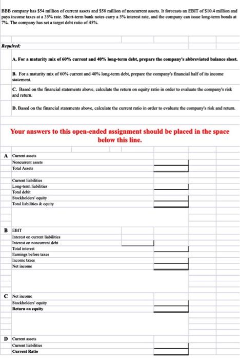 Solved BB Company Has $54 Million Of Current Assets And $58 | Chegg.com