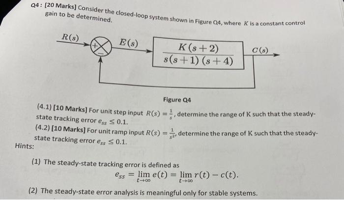 Solved Q Marks Consider The Closed Loop System Shown Chegg Com