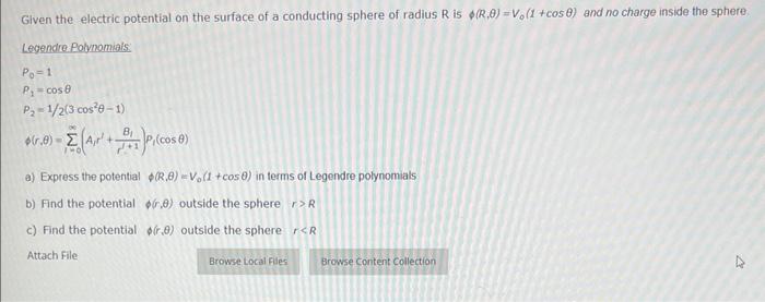 Solved Given The Electric Potential On The Surface Of A 