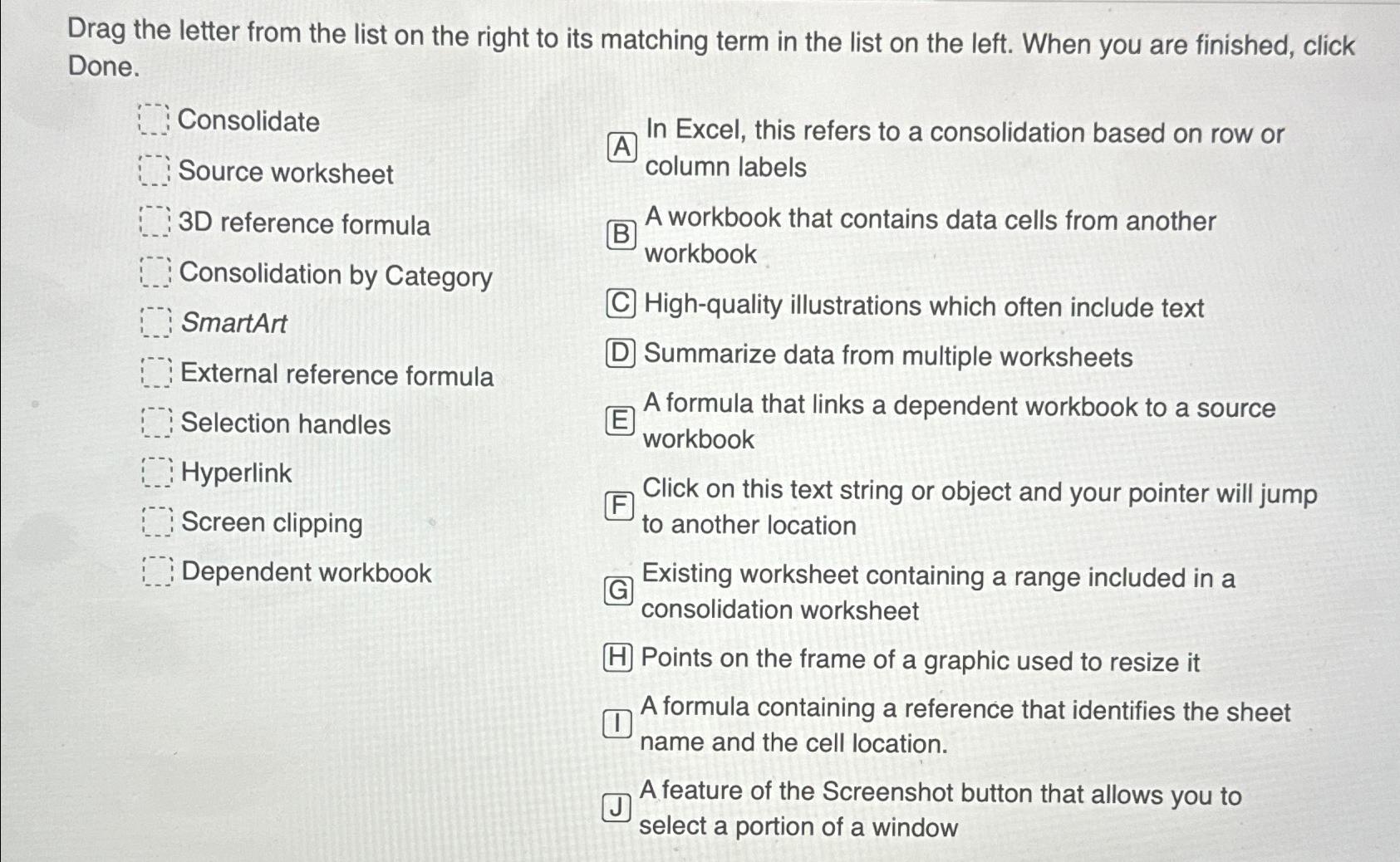 Solved Drag the letter from the list on the right to its | Chegg.com