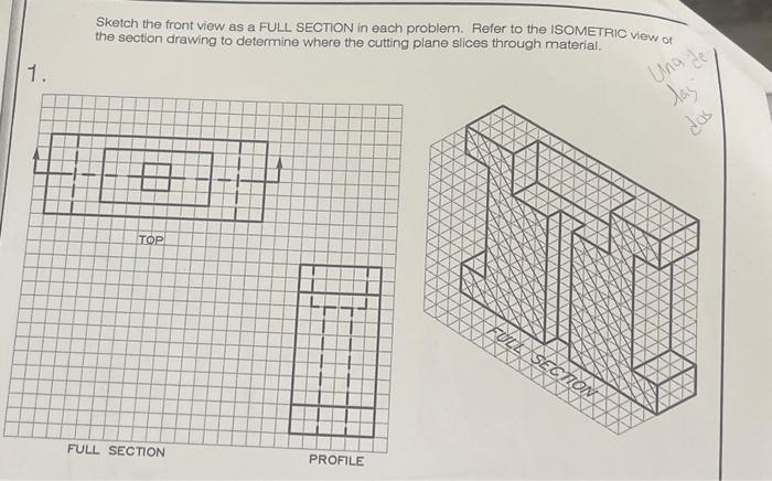 Solved Sketch the front view as a FULL SECTION in each | Chegg.com