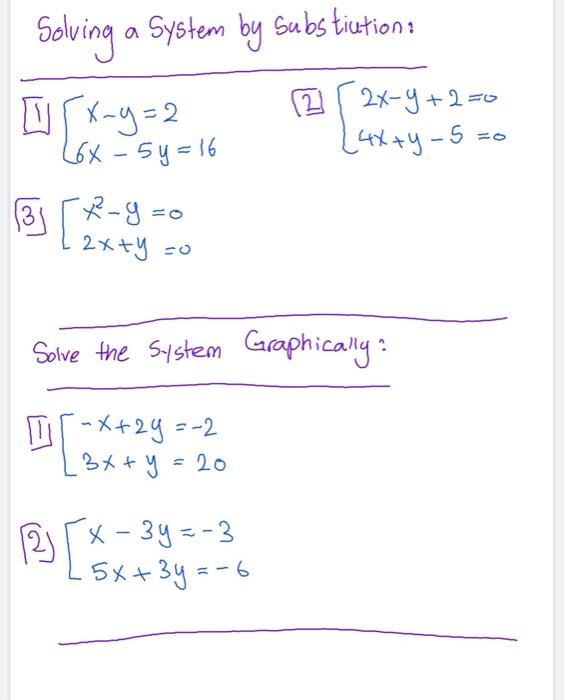 2 Solving A System By Subs Tication U 2 Chegg Com