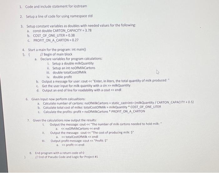 Solved C++1. code and include statement for iostream2. Set | Chegg.com