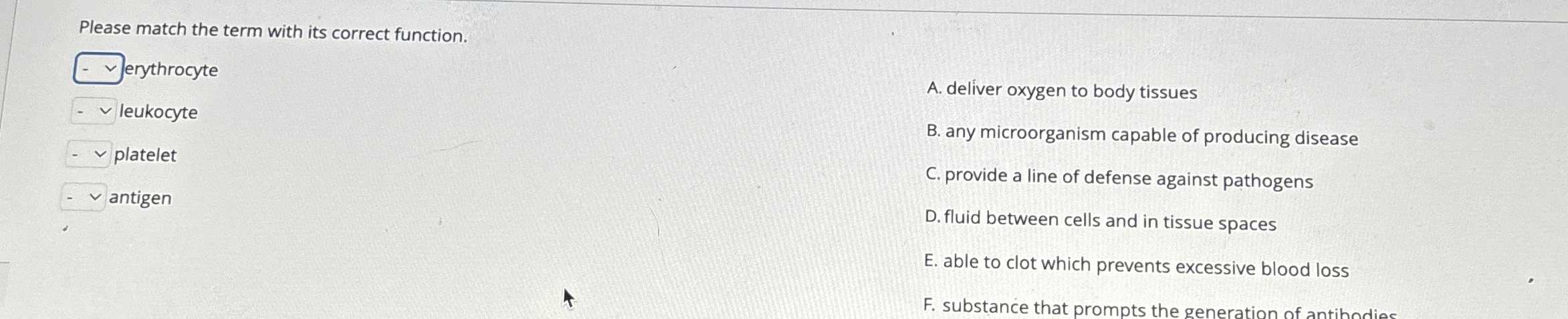 Solved Please match the term with its correct | Chegg.com