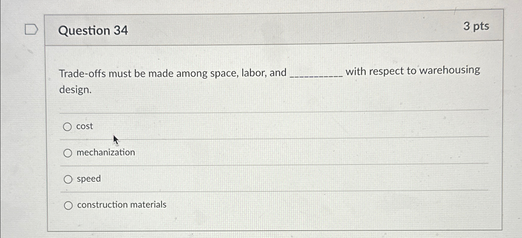 Solved Question 343 ﻿ptsTrade-offs must be made among space, | Chegg.com
