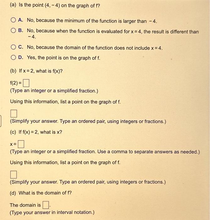 Solved Answer the questions about the following function. | Chegg.com