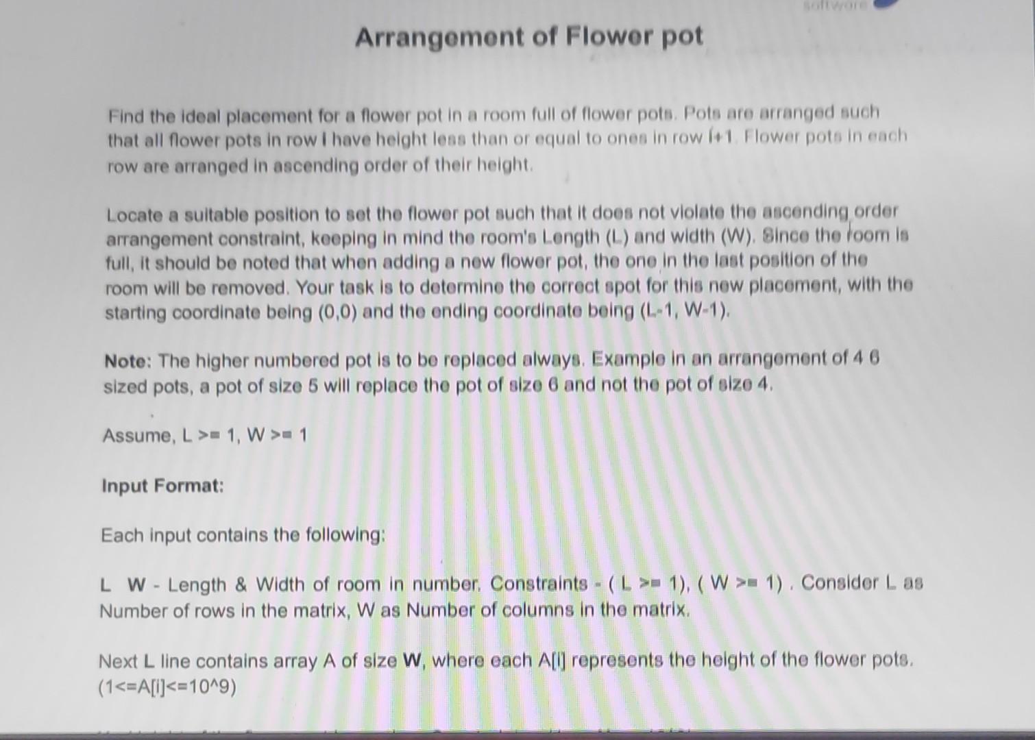 Solved Find the ideal placement for a flower pot in a room Chegg