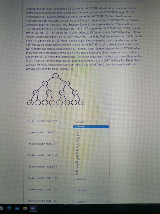 Solved Consider the full binary search tree B2 | Chegg.com