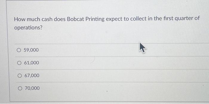 Solved How much cash does Bobcat Printing expect to collect | Chegg.com