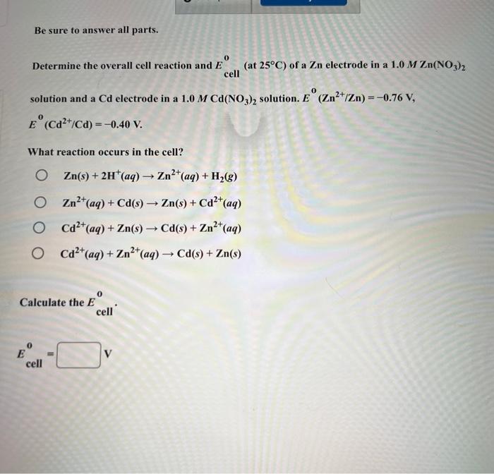 Solved Be sure to answer all parts. Determine the overall | Chegg.com