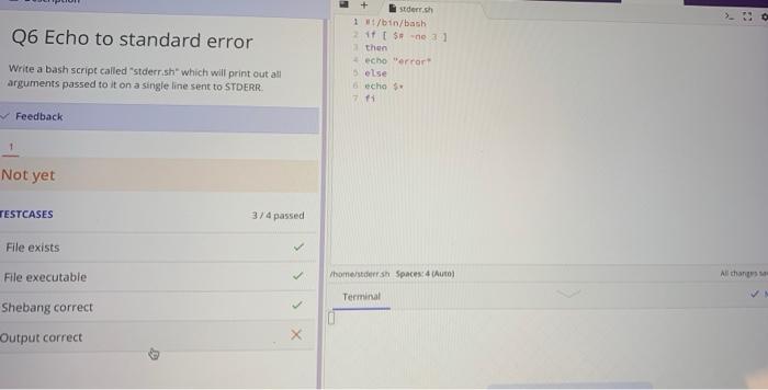 Solved Q6 Echo to standard error Write a bash script called | Chegg.com