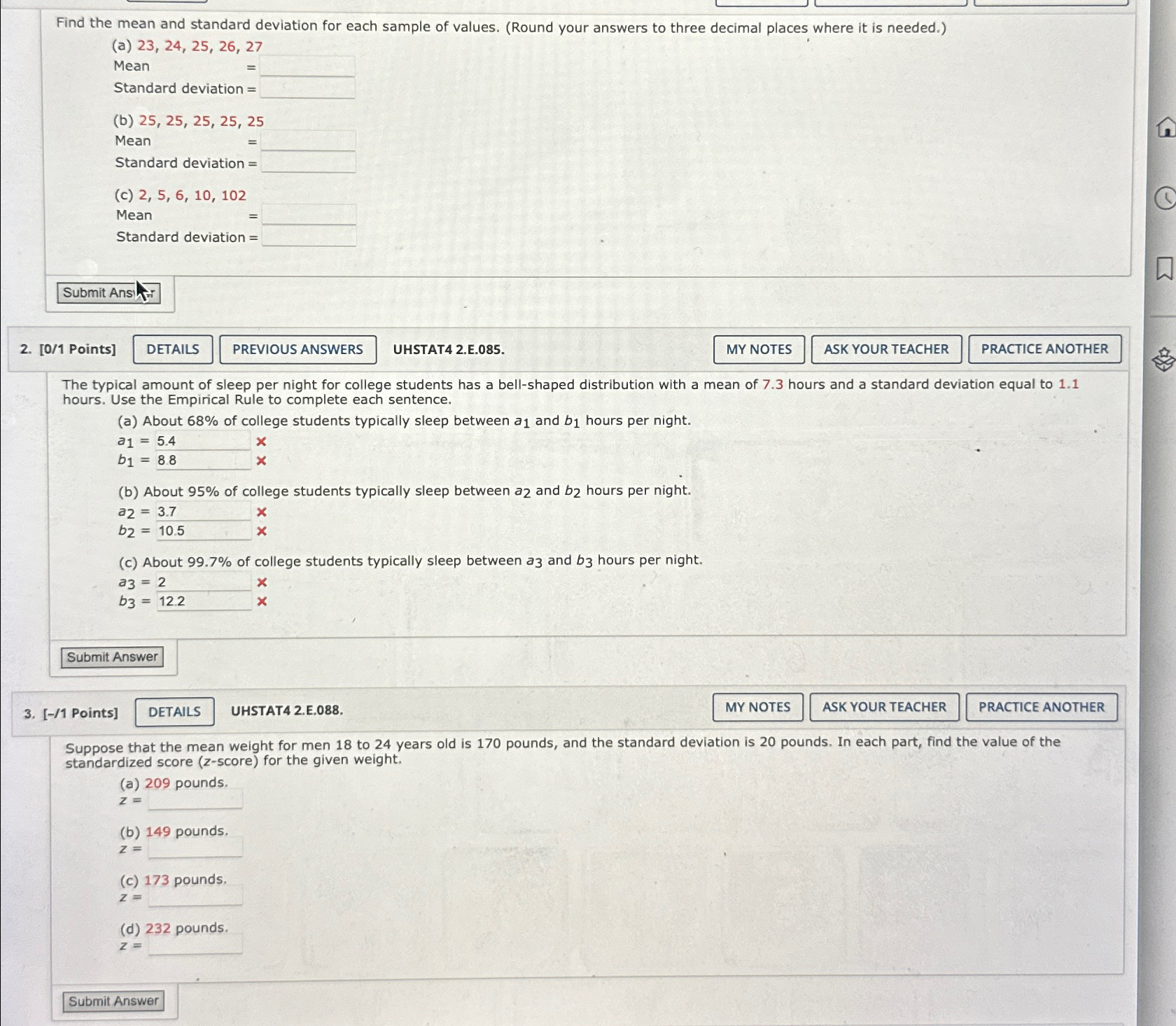 Solved Find the mean and standard deviation for each sample | Chegg.com