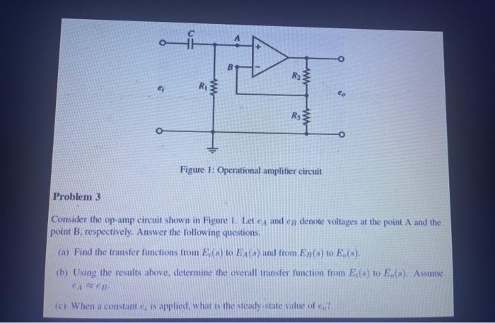 Solved Figure 1: Operational amplifier circuit Problem 3 | Chegg.com