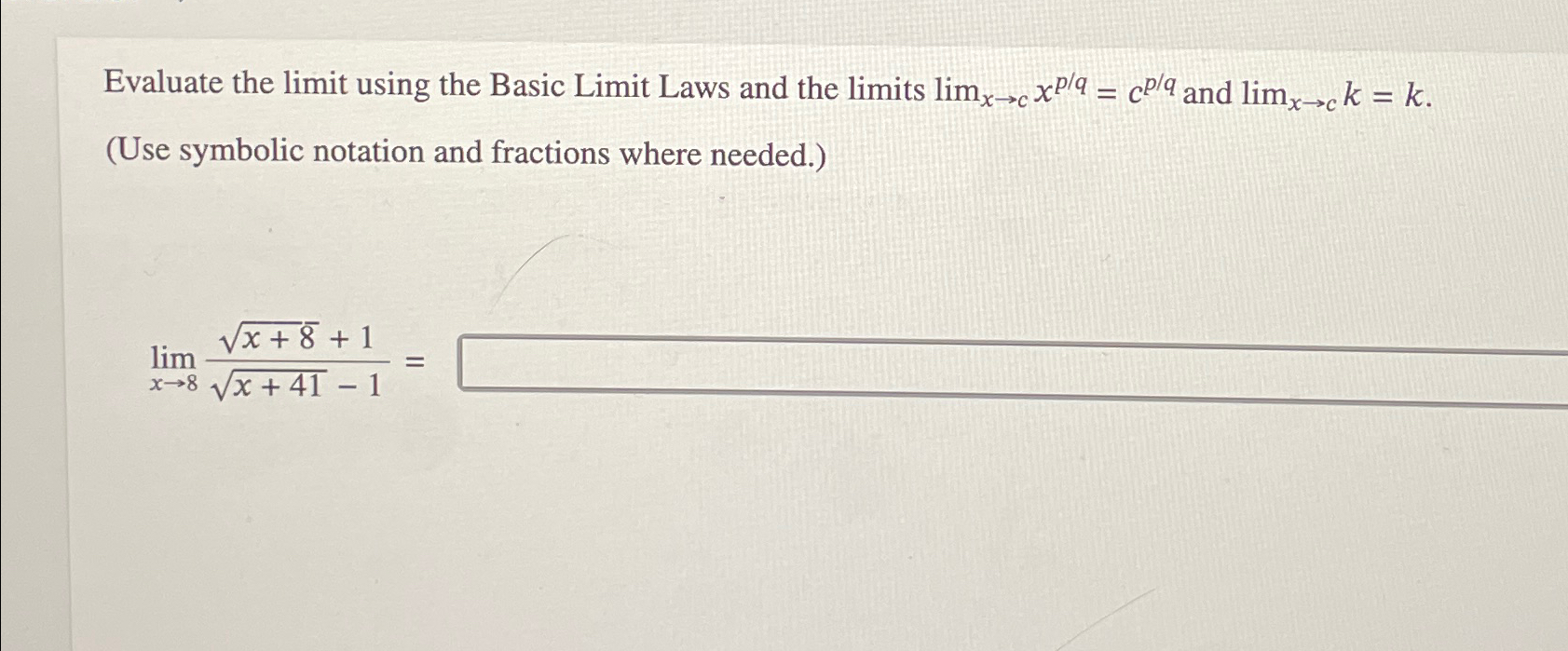 Solved Evaluate the limit using the Basic Limit Laws and the | Chegg.com