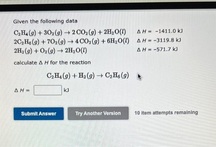 Solved Given the following data | Chegg.com