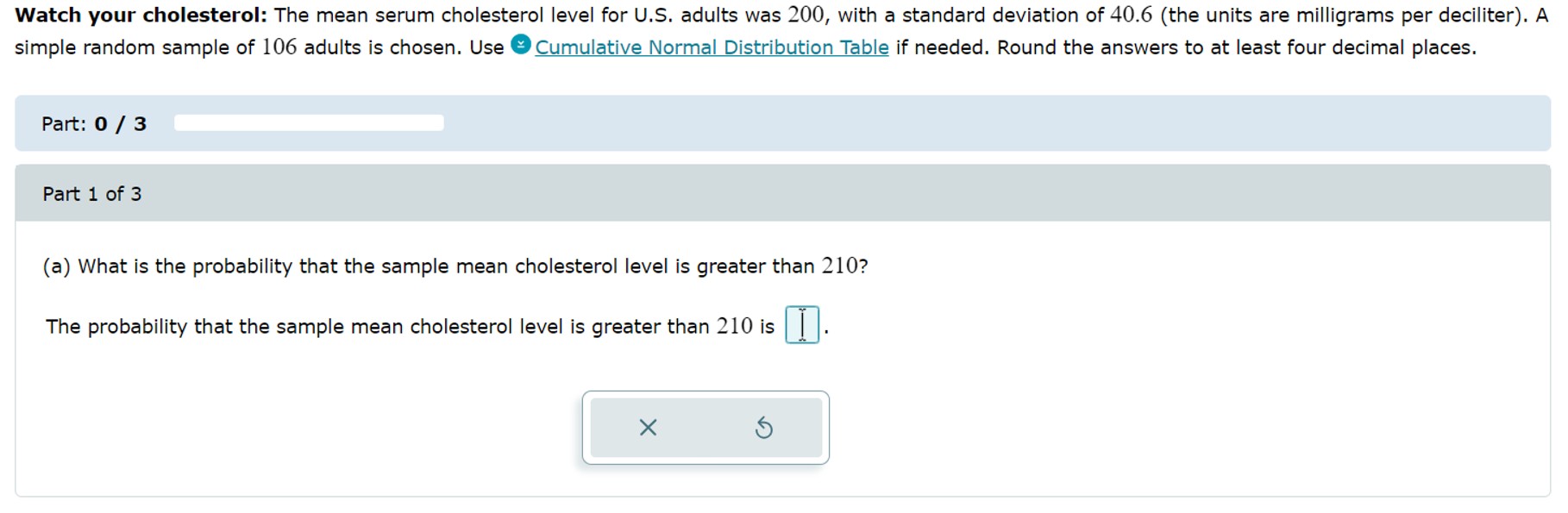 Solved Watch Your Cholesterol The Mean Serum Cholesterol Chegg