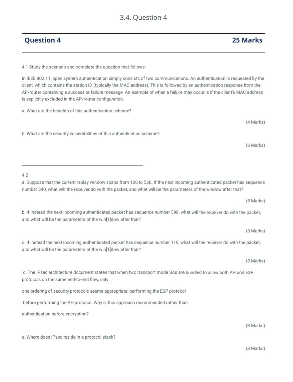 Solved 3.4. Question 4 Question 4 25 Marks 4.1 Study The | Chegg.com