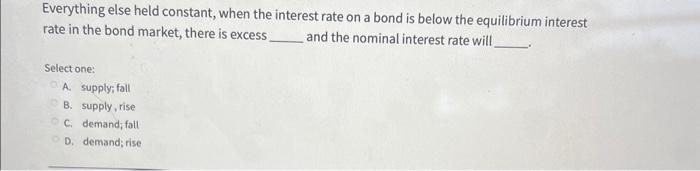 Solved Everything Else Held Constant, When The Interest Rate | Chegg.com