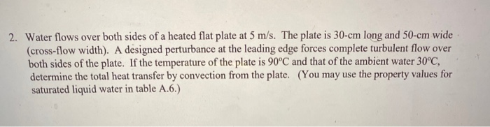 Solved 2. Water flows over both sides of a heated flat plate | Chegg.com