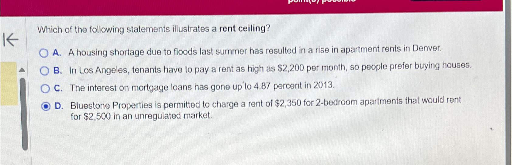Solved Which of the following statements illustrates a rent