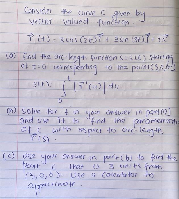 Solved Consider the curve a given by vector valued function. | Chegg.com