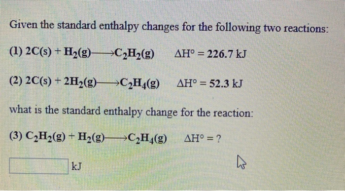 Solved Given the standard enthalpy changes for the following