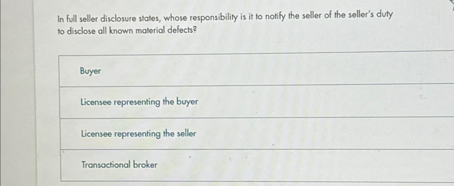 the seller is duty bound to disclose