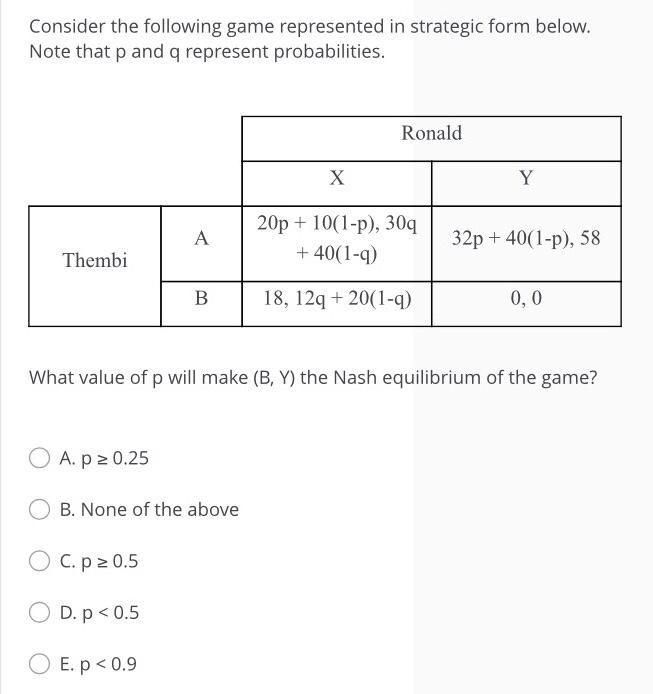Solved Consider the following game represented in strategic | Chegg.com