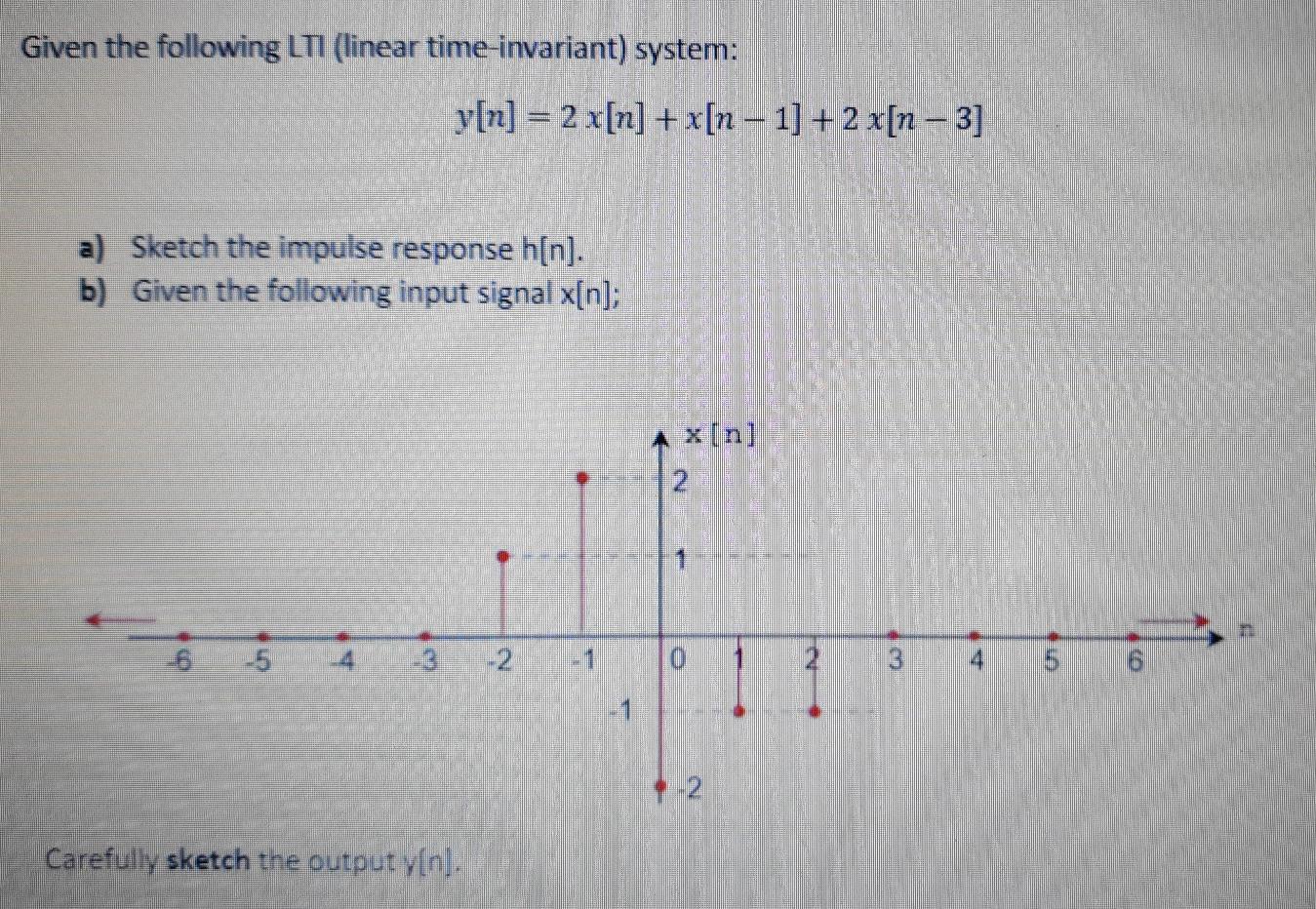 Solved Given the following LTI (linear time-invariant) | Chegg.com