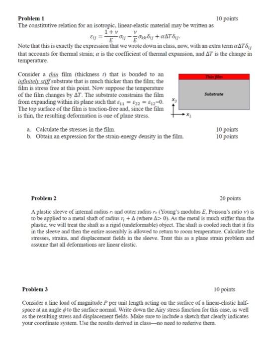 Solved Problem 1 10 points The constitutive relation for an | Chegg.com