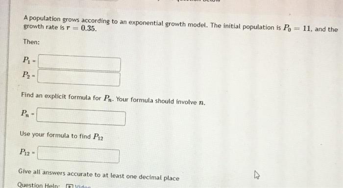 Solved A population grows according to an exponential growth | Chegg.com