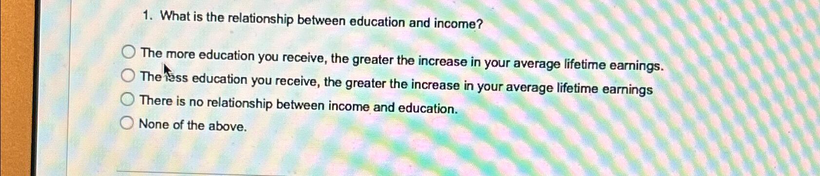 What is the relationship between education and | Chegg.com