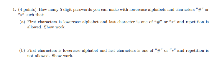 Solved How many 5 ﻿digit passwords you can make with | Chegg.com