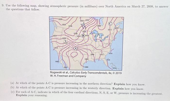 9. Use the following map, showing atmospheric | Chegg.com