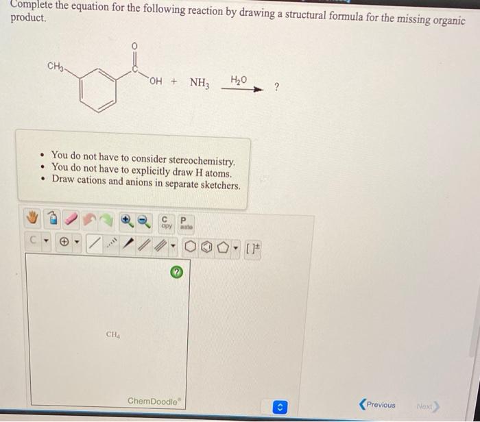 Solved Draw a structural formula for the missing product in | Chegg.com