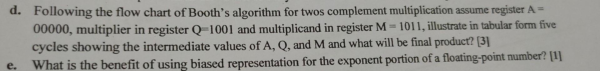 Solved = d. Following the flow chart of Booth’s algorithm | Chegg.com