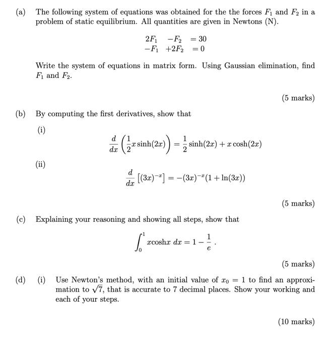 Solved (a) The following system of equations was obtained | Chegg.com