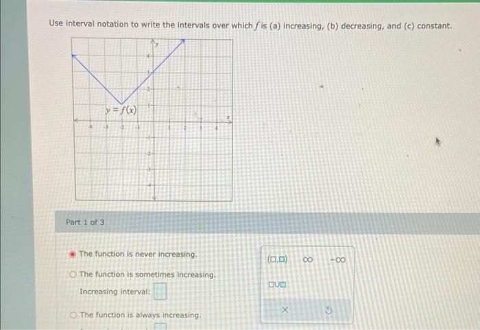 Solved Use interval notation to write the intervals over | Chegg.com