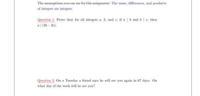 Solved The assumptions you can use for this assignment: The | Chegg.com