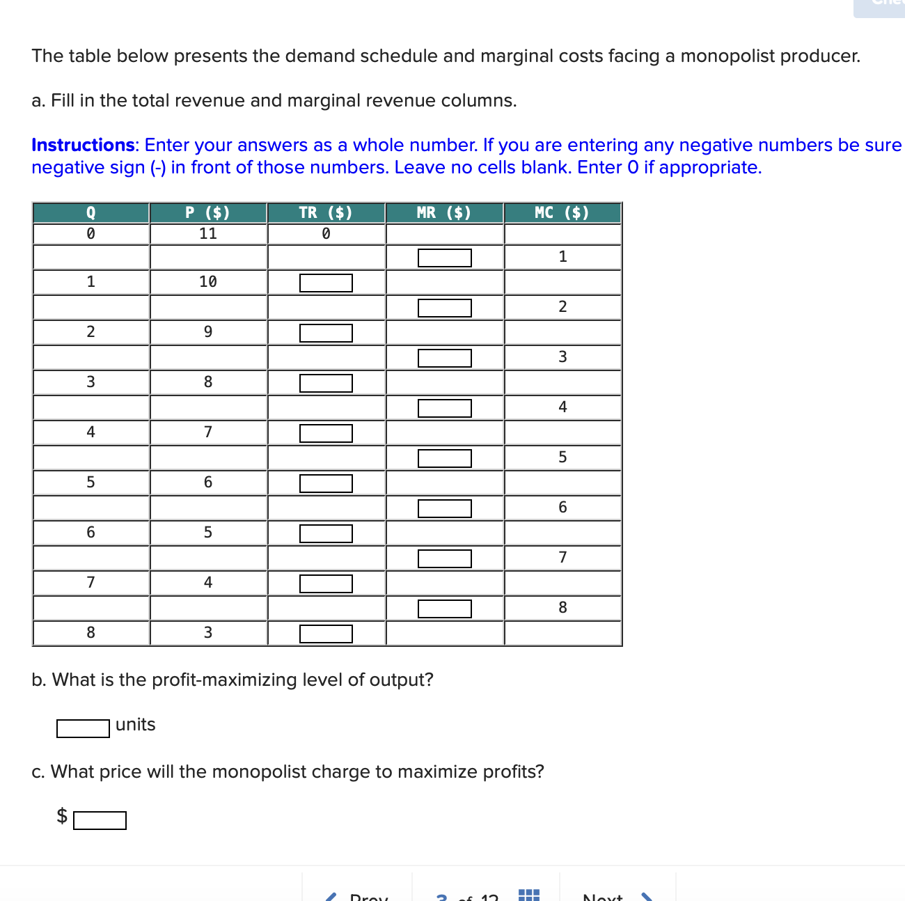 Solved The table below presents the demand schedule and | Chegg.com