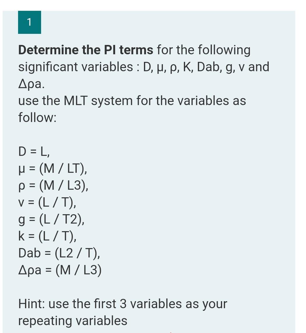 1 Determine The Pi Terms For The Following Chegg Com