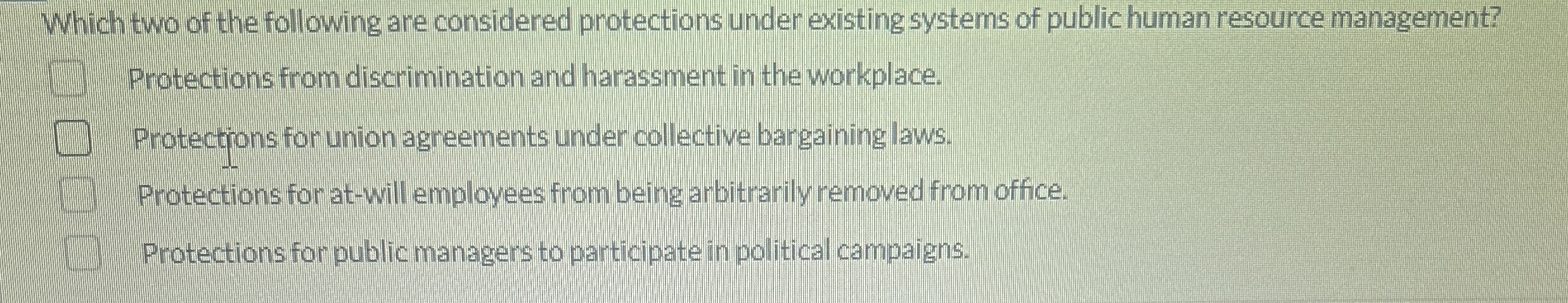 Solved Which two of the following are considered protections | Chegg.com